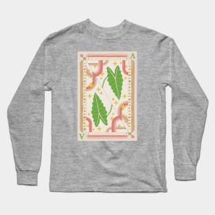 Alocasia Amazonica Polly Plant Illustration with Playing Card Design for Plant Mom Plant Daddy Long Sleeve T-Shirt